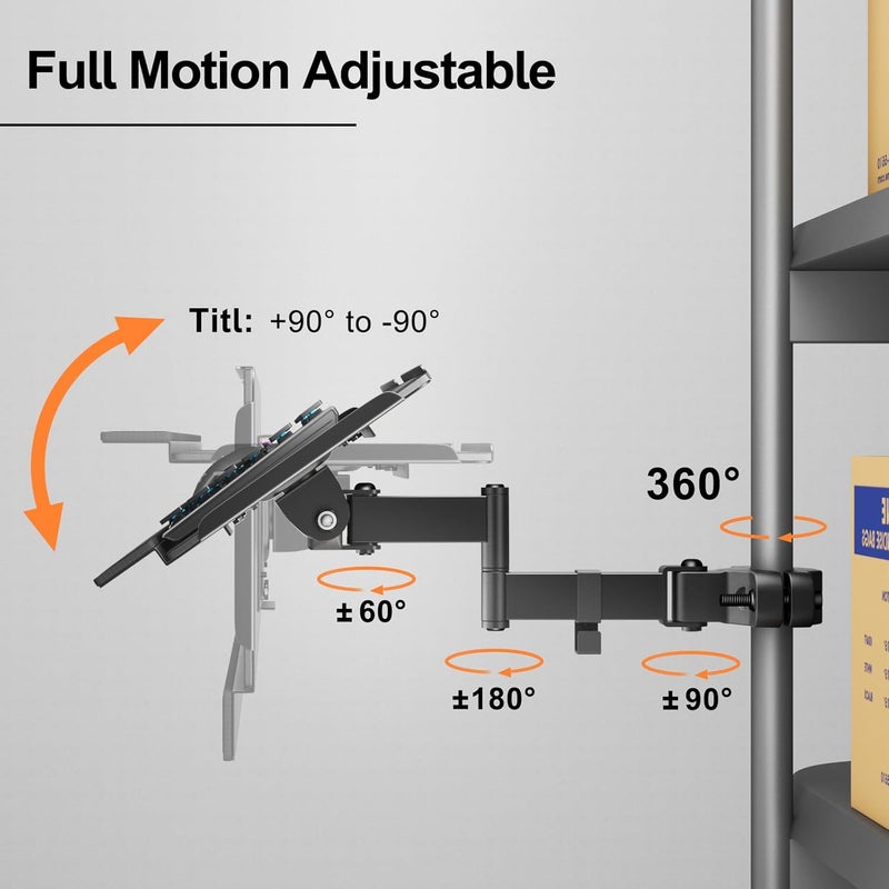 PUTORSEN Keyboard Tray Pole Mount - Keyboard Mount fits Most Standard and Oversized Keyboards, Holds up to 2.2lbs, Black - Image 5